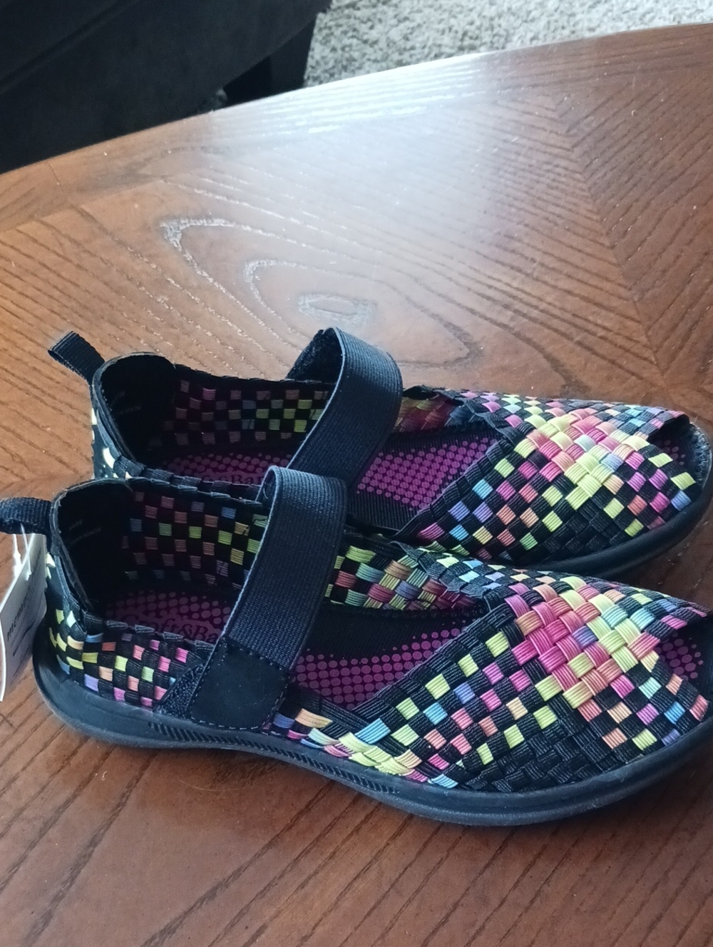 Black Multi-Color Woven Mary Jane Shoes - Picture 4 of 6